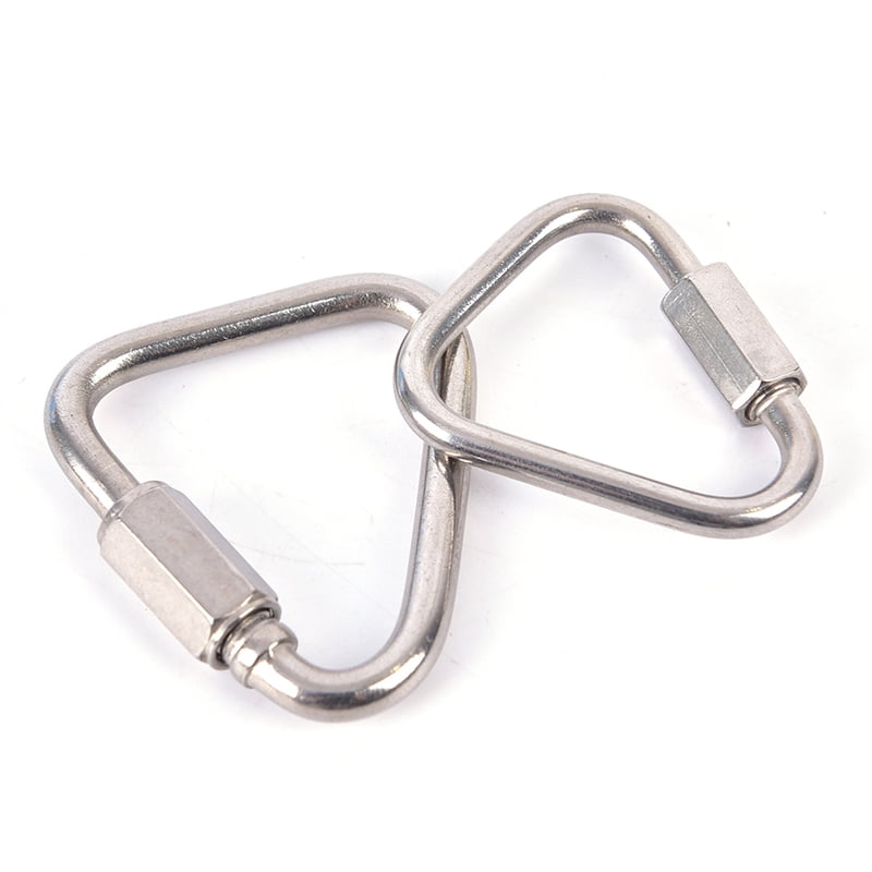Triangle Carabiner Stainless Steel Keychain Snap Clip Hook Buckle Screw Lock /O 