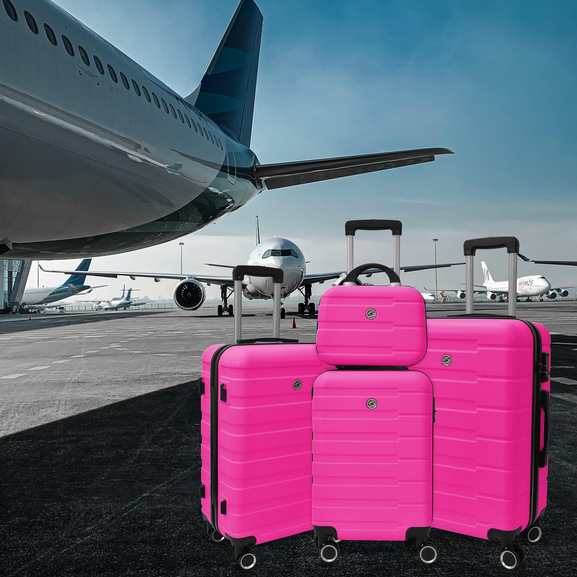 ZAP! 4 Piece Hardside Luggage Set, Spinner Wheels, TSA Lock, Rose