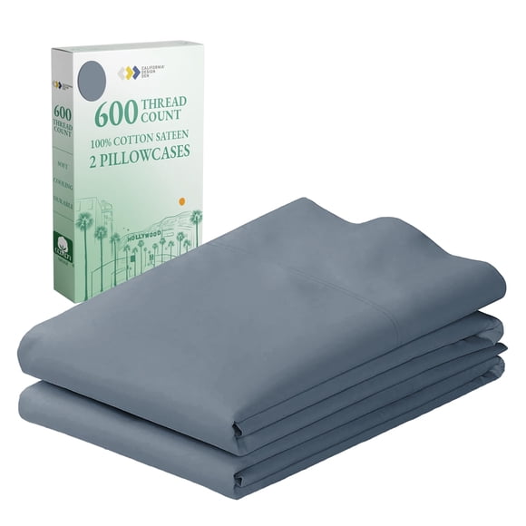 Fundas de almohada California Design Den 600TC, 100% algodón, color azul