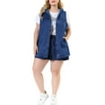 thumbnail image 2 of Agnes Orinda Women's Plus Size Fall Zipper Up Denim Sleeveless Hoodie Jacket, 2 of 7