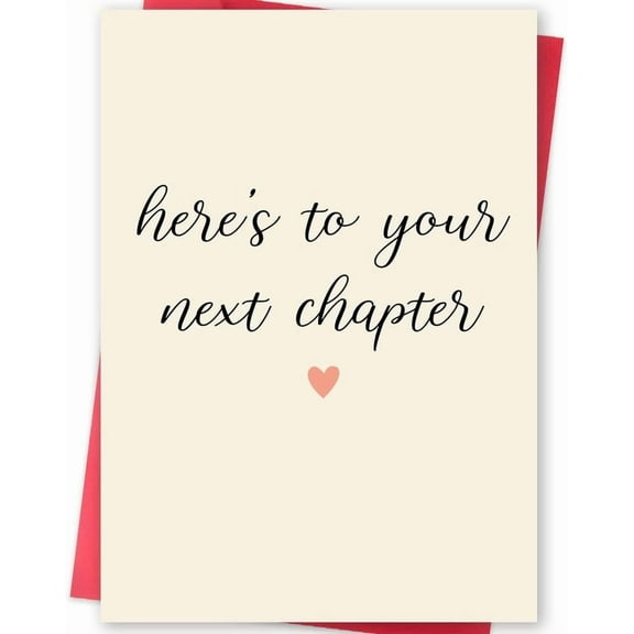 Here's to Your Next Chapter Greeting Card – Inspirational Blank Card with Heart Design – Perfect for New Beginnings, Graduations, or Life Changes – Envelope Included