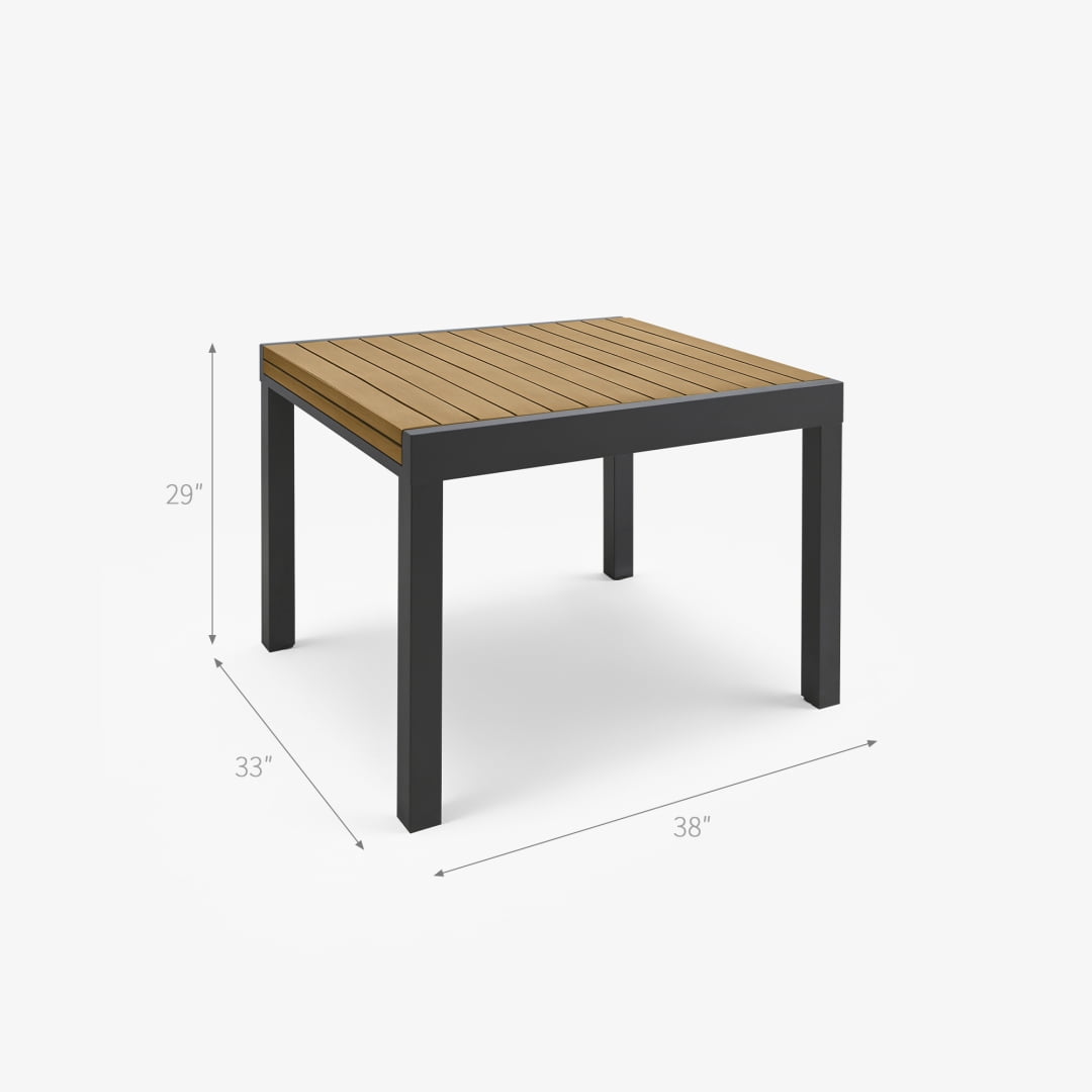 Expandable Aluminum Outdoor Patio Dining Table for 4-8, Extendable 38" to 76", Weather-Resistant, Black