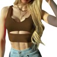 thumbnail image 1 of Camiseta sin mangas corta con cuello en U para mujer, chaleco sin mangas de verano ajustado, ajustado, de Color puro, 1 of 6