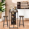 thumbnail image 2 of Bingirl Compact & Chic: Rustic Brown 3-Piece Bar Table & Chairs Set with Storage Shelves - Space-Saving Dining Solution for Kitchen, Breakfast Nook, Living Room & Party Room, 2 of 5