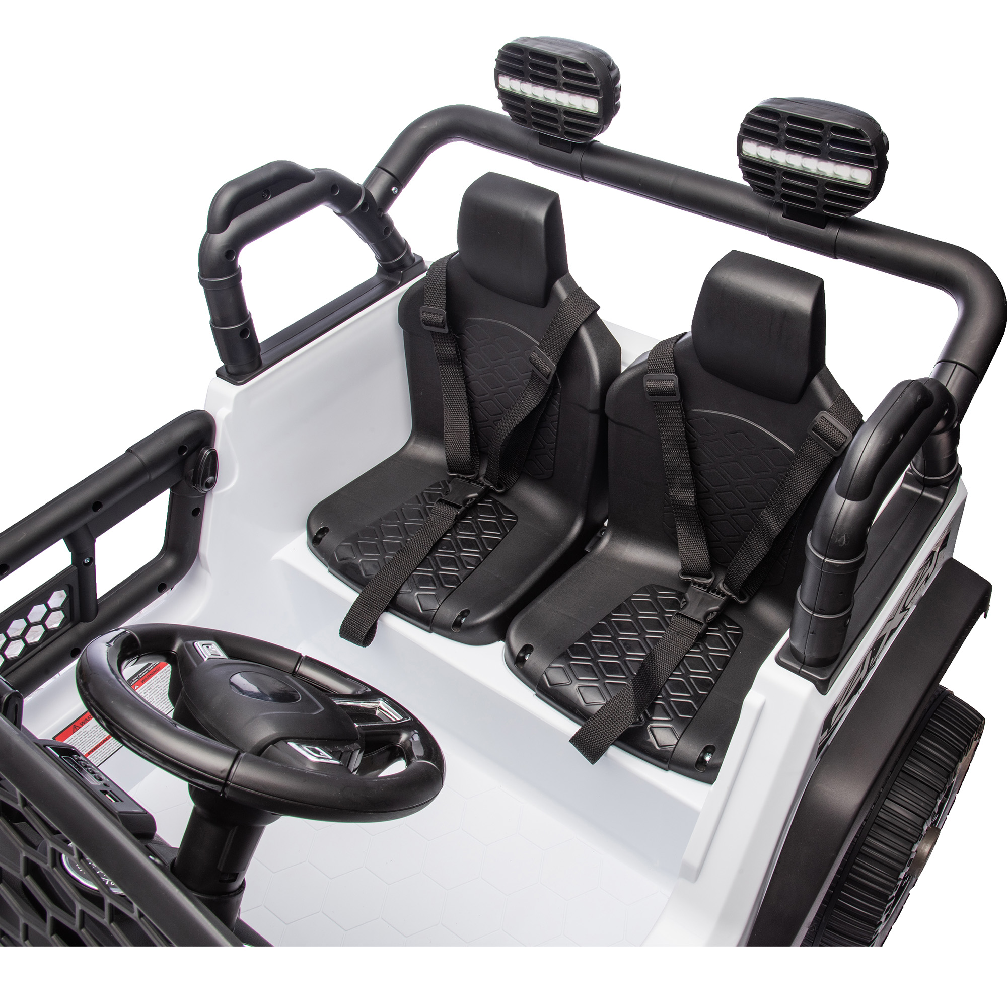 Jorfly 24 Volt Ride on Toys,4WD 2 Seater Power Car wheels UTV w/Remote Control, Bluetooth Music, Spring Suspension, LED Light, 5MPH Max, White