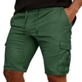 thumbnail image 2 of Mens Casual Cargo Shorts With Pockets Drawstring Waist Knee Length Mens Gym Shorts For Fashion Daily Wear,Army Green,XXL, 2 of 4