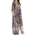 thumbnail image 3 of Sakkas Yeni Women's Short Sleeve V-neck Summer Floral Long Caftan Dress Cover-up - ZBK384-Black - One Size, 3 of 5