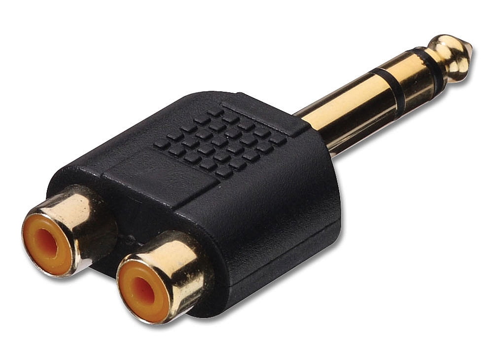 Lindy 35512 6.3mm Stereo Jack Male to 2 x RCA/Phono Female Audio Adapter