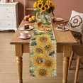 thumbnail image 2 of Sunflower Table Runner 48 Inches, Green Botanical Yellow Floral Rustic Plaid Bed Runner Dresser Scarves Tabletop for Indoor Outdoor Parties/Ceremony/Banquet, 13" x 48", 2 of 9