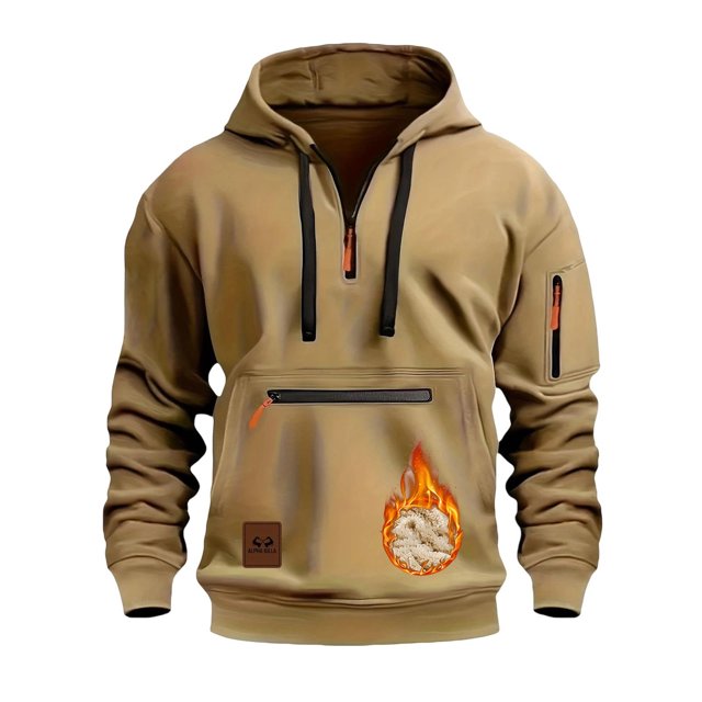 MHFRRA Sudadera Gruesa para Hombre, Chaqueta Tipo Cárdigan con Bolsillo y Cremallera para Otoño E Invierno Marrón
