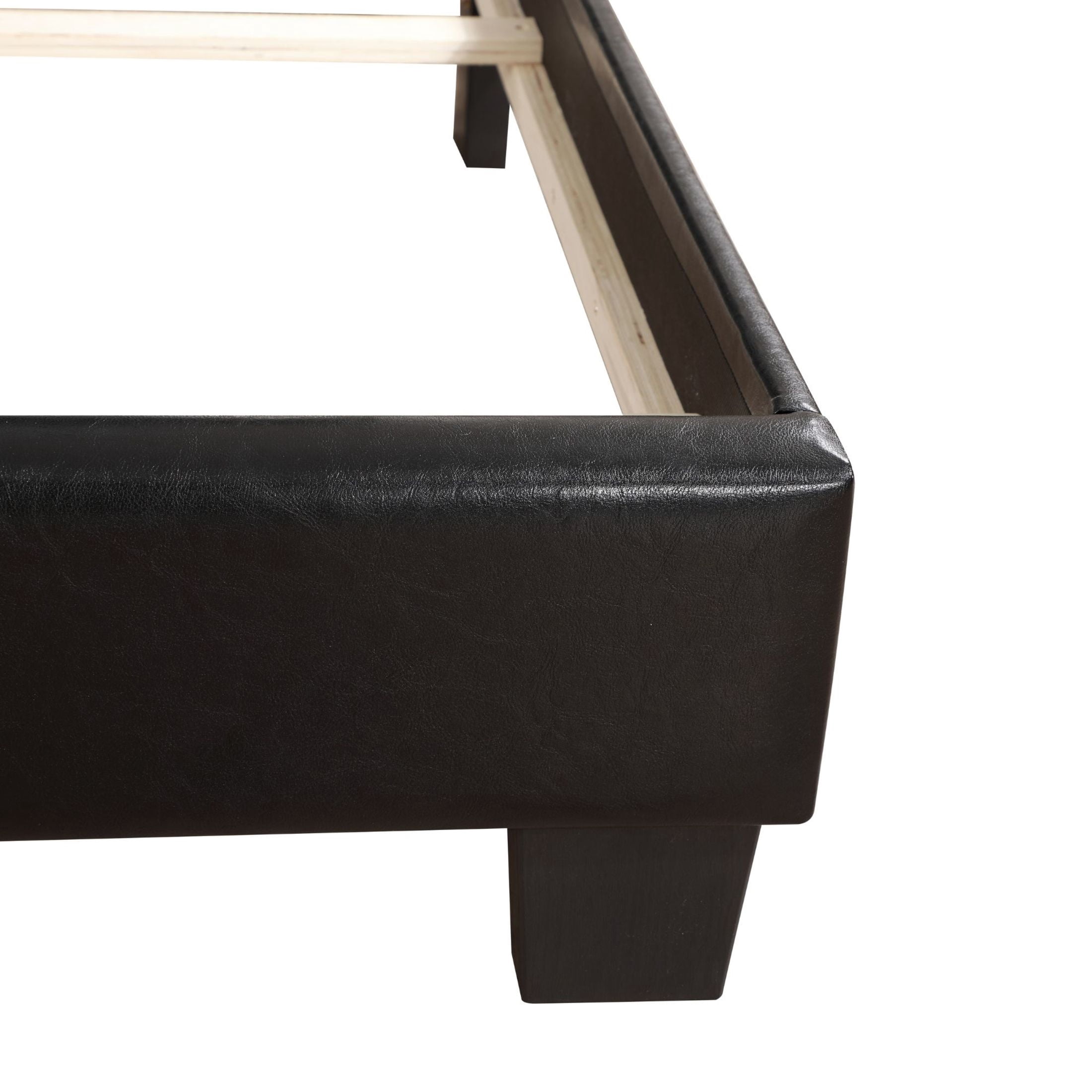 Noble House Contemporary Full Upholstered Bed with Tufted Headboard, Wood Frame, Black