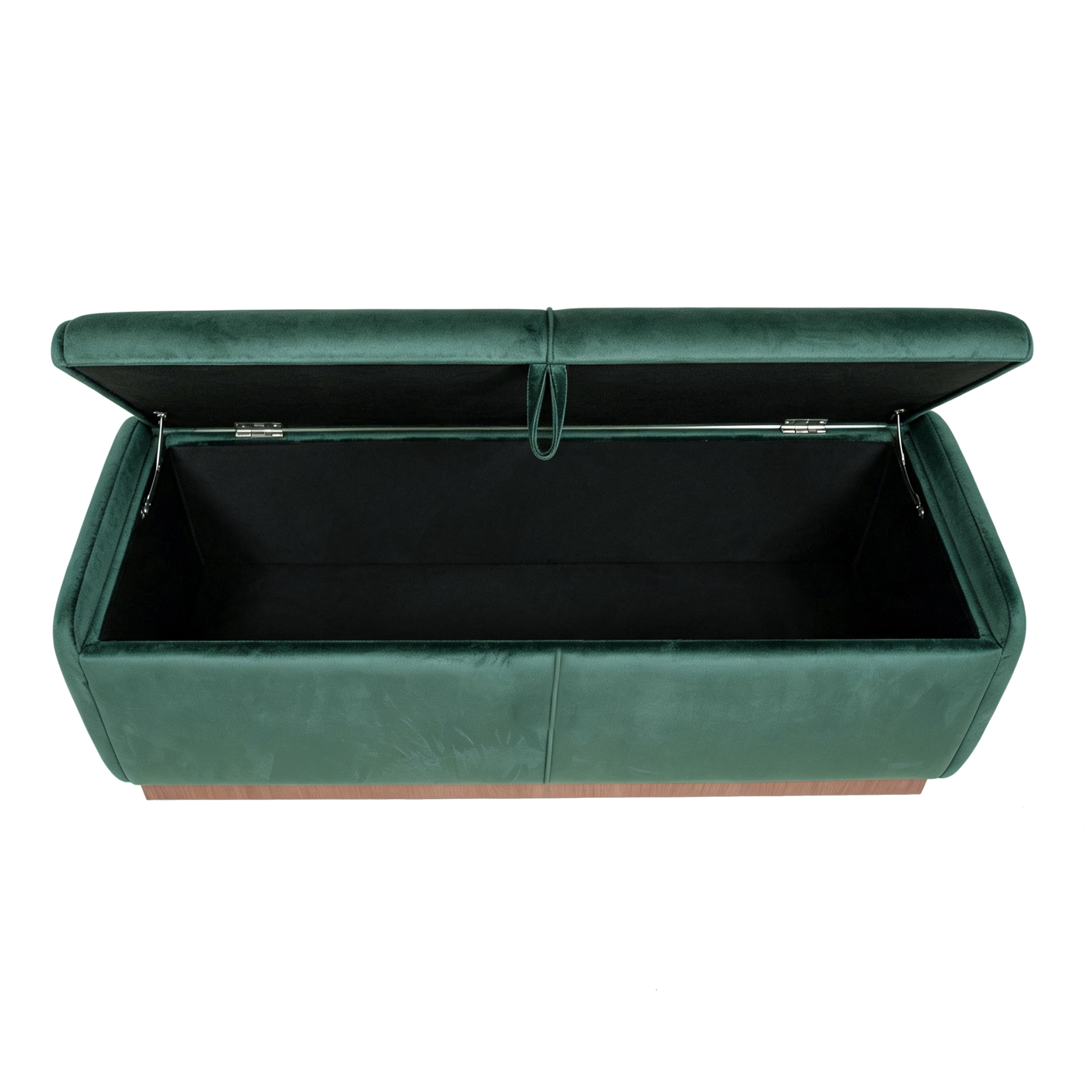 Euroco 47.2" Storage Ottoman Bench,Upholstered Footrest Entryway Bench, End of Bed Bench for Living Room Bedroom,Green