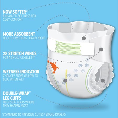 Cuties Baby Diapers (Choose Size and Count)