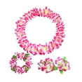 thumbnail image 3 of Conjunto de leis hawaianos, corona, collar, diadema, pulseras, decoración, guirnalda de verano Rosa, 3 of 9