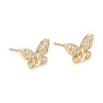 thumbnail image 1 of Butterfly Sparkling Cubic Zirconia Stud Earrings for Girl Women Lead Free & Nickel Free & Cadmium Free Brass Micro Pave Cubic Zirconia Earrings Real 18K Gold Plated 7x11mm Pin: 0.6mm, 1 of 2