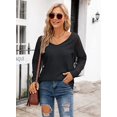 thumbnail image 4 of Women's Patchwork Long Sleeve Top Striped Casual Loose Shirt T-Shirt, 4 of 5