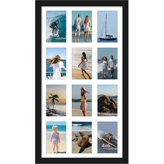 14x26 Collage Picture Frame 4x6 Collage Picture Frame Displays Twelve 4x6 inch Photos Available Horizontal Wall Mounting Display and Vertical Black