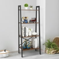 HomGarden Modern Wooden Bookshelf 4-Tier Ladder Bookcase Storage Rack Accent Furniture Rustic Brown