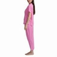 thumbnail image 4 of Karen Neuburger Women's Notch Collar 2-Piece Slim Leg Pajama Set, Pink, XX-Large, 4 of 5