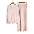 thumbnail image 3 of ZyeKqe Women Pajama Sets Two-Piece Nightwear Long Sleeve Button Down Sleepwear with Pants Soft Pj Lounge Sets, 3 of 3