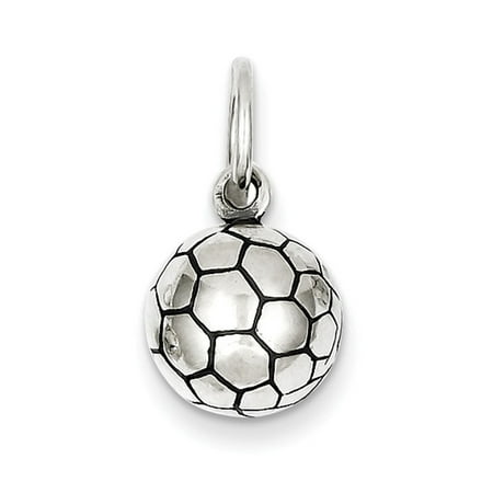 Sterling Silver Soccer Player Charm - Sterling Silver Antiqued Soccer Ball Charm