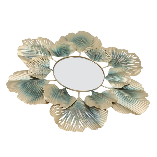 Espejo De Pared Decorativo, Espejos Montados En La Pared De Hoja De Ginkgo, Arte Decorativo Moderno De Hierro Moderno Para Dormitorio, Sala De Estar, Oficina, Salón, Fácil De