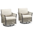 thumbnail image 2 of PARKWELL 2PCS Outdoor Swivel Glider Chairs, All-Weather Wicker Rattan Swivel Rocking Chair with Removable Cushions,Oversized Deep Seat Rocker Lounge Chairs for Porch Balcony, Beige, 2 of 7