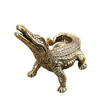 RENACLIPY Gator Sculpture Brass Golden Ornament for Home Decoration 1Pc 2.95X2.63X1.57in