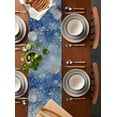 thumbnail image 2 of Ldtrchee Blue Snowman Christmas Table Runner 108 Inches, Farmhouse Xmas Snowflake Bed Runner Dresser Scarves Tabletop for Indoor Outdoor Parties/Ceremony/Banquet, 13"x 108", 2 of 8