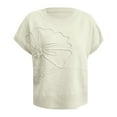 thumbnail image 5 of Short Sleeve Sweater for Women Flower Embroidered Knit Pullovers Tops Color White Size M, 5 of 5