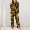 thumbnail image 3 of Wukai Sunflowers And Bww Print Women's Pajama Set - Soft Long Sleeve Sleepwear for Comfort and Style-XX-Large, 3 of 9