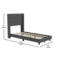 thumbnail image 6 of Flash Furniture Quinn Wingback Upholstered Platform Bed, Charcoal, Twin, 6 of 12