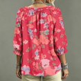 thumbnail image 5 of Women's 3/4 Sleeve V Neck Floral Print Ruffle Blouses Tie Front Flowy Boho Tops Lightweight Woven Casual Shirts Trendy 2026 Summer Beach Outfits Red S, 5 of 5