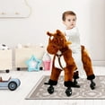 thumbnail image 2 of Kinbor Kids Ride on Rocking Plush Toy Walking Horse With Sound and Wheels, Brown, 2 of 8