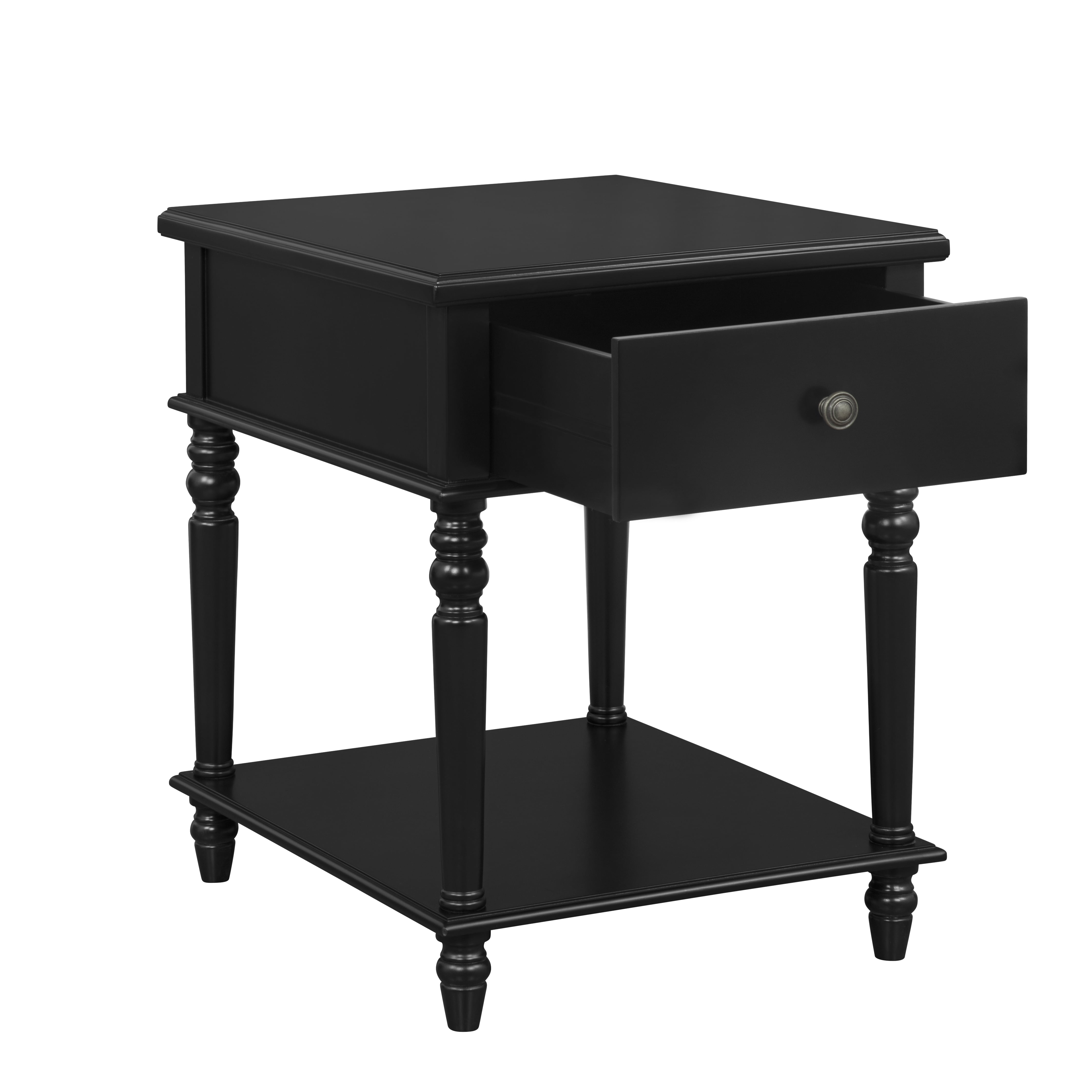 Powell Myles Single Drawer Indoor Side Table with Shelf, Black