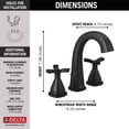 thumbnail image 3 of Delta 357756-Mpu-Dst Stryke 1.2 GPM Widespread Bathroom Faucet - Black, 3 of 7