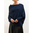 thumbnail image 1 of Asymmetric Draped Jumper, A Jumper As Ultra Soft As The Ladies Sleeve Slouch Batwing Plain Soft Knitted Jumper, 1 of 4