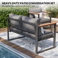 thumbnail image 6 of ECOPATIO 6 Pieces Patio Furniture Set, Metal Patio Conversation Set, Outdoor Furniture Set with Thicken Cushion and Plastic-Wood Coffee Table (Dark Grey), 6 of 6