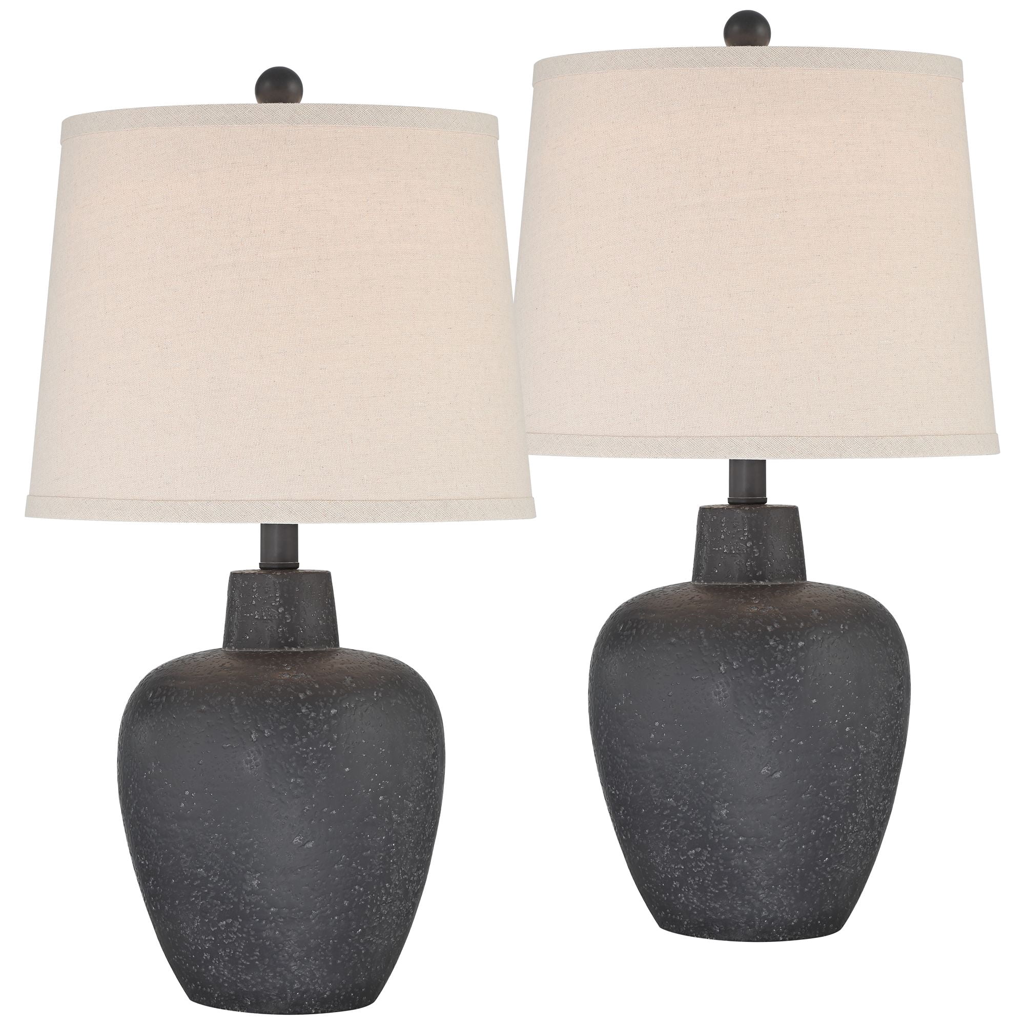 360 Lighting Romeo 23 1/2" High Jar Small Modern Coastal Accent Table Lamps Set of 2 Stone Gray Finish Living Room Bedroom