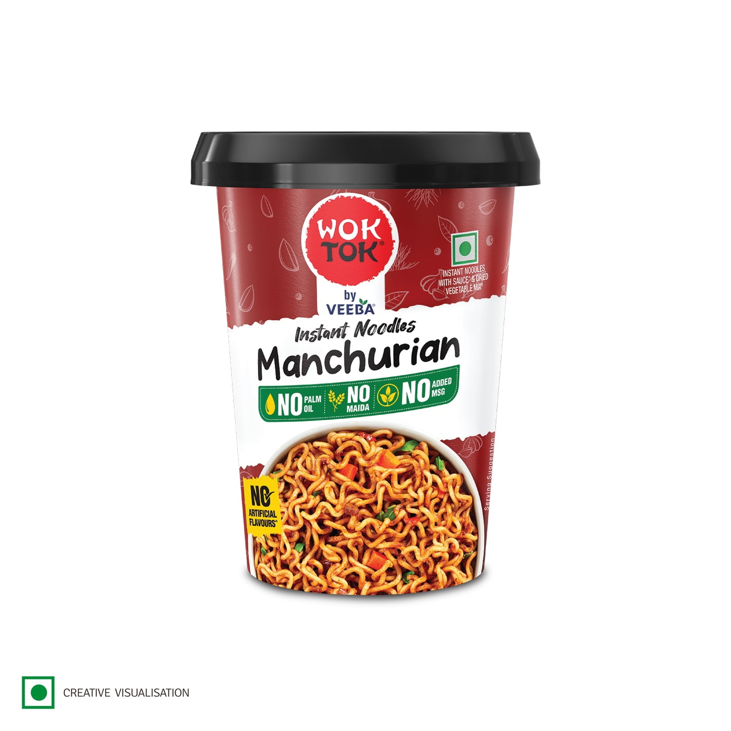 VEEBA MANCHURIAN Instant Cup Noodles, Noodles with bold Manchurian sauce flavors, 70g instant cup.