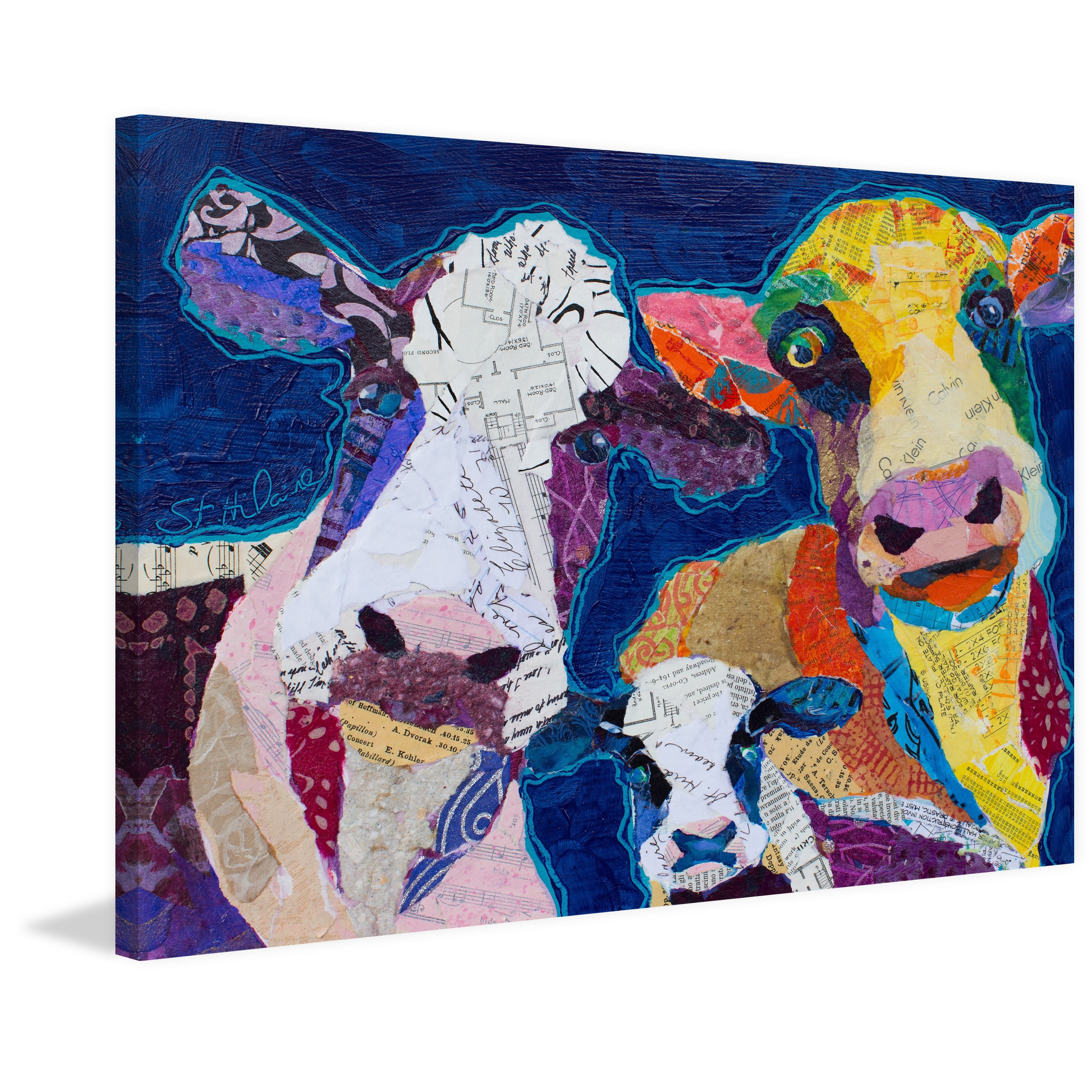"Trois Vache" Painting Print on Wrapped Canvas