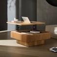 thumbnail image 5 of FFZ 35.43 Inch Modern Handcraft Drum Coffee Table Square Coffee Table for Living Room, Lift Top Wooden Coffee Table with Hidden Storage Space, Natucal, 5 of 5