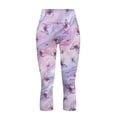 thumbnail image 4 of SCRAWLGOD Women's Capri Leggings with Pockets High Waisted Legging, Active Breathable Yoga Leggings with Tummy Control for Workout Running Gym, Butterfly Marble Print Pink Violet, XS, 4 of 7