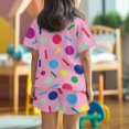 thumbnail image 3 of Uourmeti Colorful Dot Print Loungewear Suit Summer Shorts Set for Girls Hawaii Crew Neck Tank Top and Biker Shorts with Pockets 2 Piece Summer Pajamas Outfits for Home Outdoors, 3 of 5