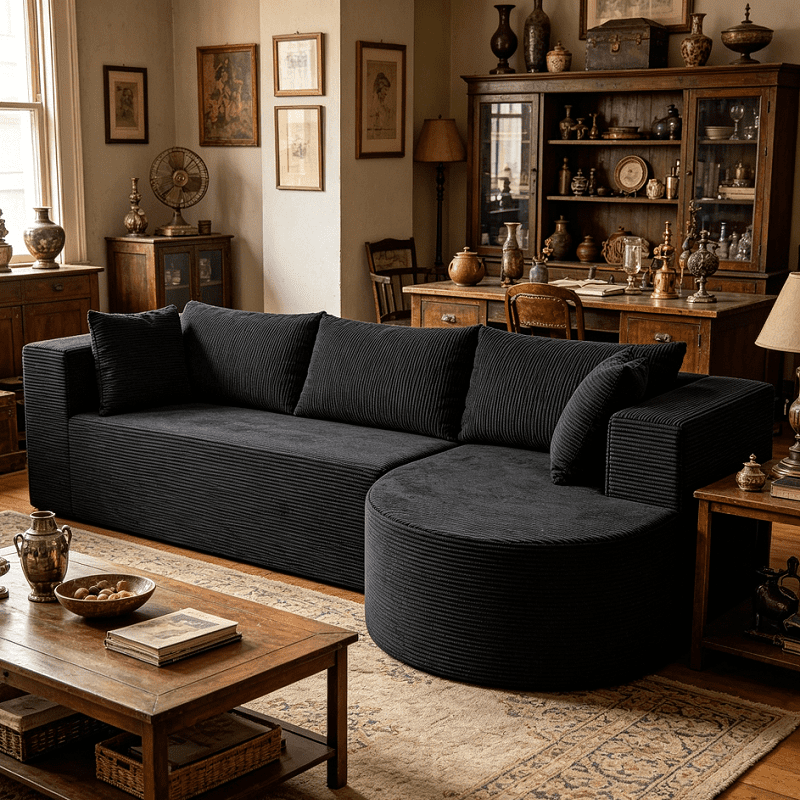 105" Cloud Modular Sectional Sofa with L-Shape Chaise, Plush Corduroy Fabric, No Assembly Required