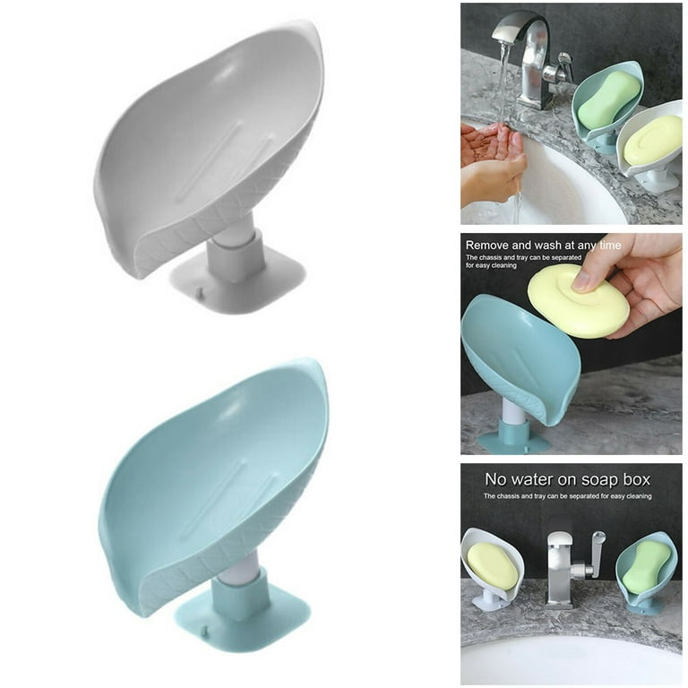 1pc Leaf Shape Soap Holder, Self Draining Soap Dish Holder With Suction  Cup, For Shower, Bathroom, Kitchen Sink