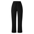 thumbnail image 4 of Womens Pants Solid Color with Pocket Elastic Waist Ninth Pants Lightweight Black Womens Trousers L, 4 of 5