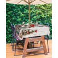 thumbnail image 2 of Western Christmas Outdoor Tablecloth - 60x102 Inch Rectangle Dining Table Cover, Xmas Cowboy Tree Vintage Wooden Waterproof Outdoor Table Cloth with Umbrella Hole & Zipper for Picnic/Patio, 2 of 5