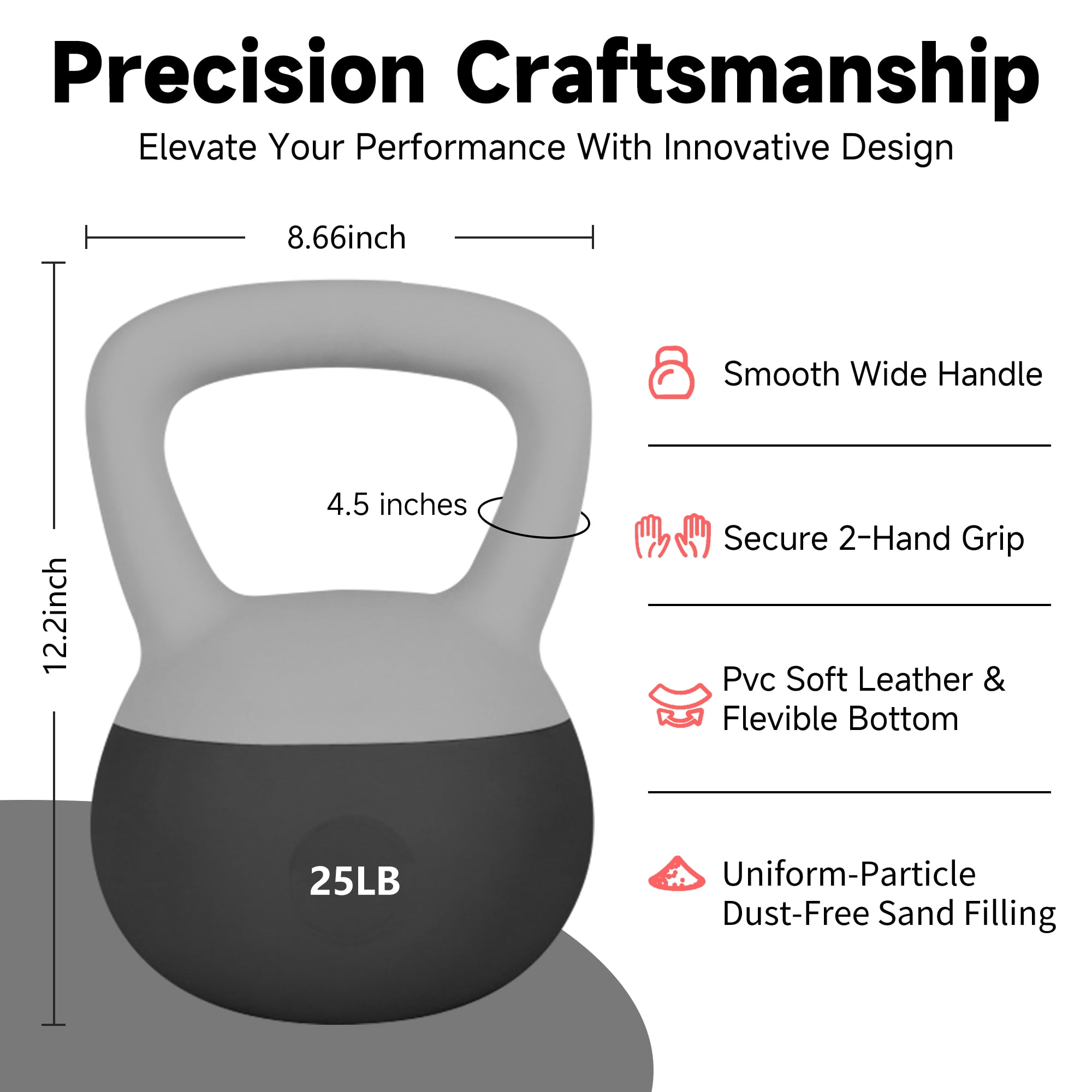 Leikefitness Soft Kettlebells,Sand Filled Weights for Women and Men,Color Coded Anti Slip Soft Kettlebells,Home Workout