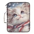 thumbnail image 2 of Haosy Accordion File Organizer Zipper Binder 500 Sheet 6-Tab Expanding File Folder Multi-Pocket 1.2 Inch 3 Ring White Cat with American Flag, 2 of 7